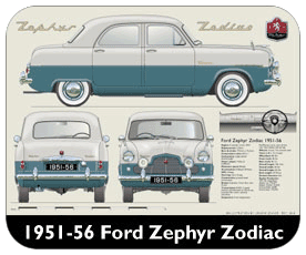 Ford Zephyr Zodiac 1951-56 Place Mat, Small